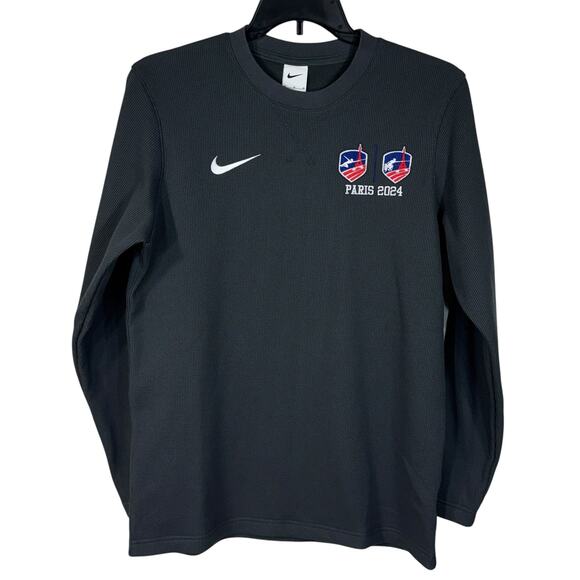 Nike Mens Medium Thermal Shirt Paris 2024 Olympics Waffle Knit Long Sleeve Gray - Picture 1 of 5